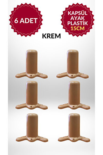 MKLAKS 15cm Kapsül Bohem Ayak (KREM) Koltuk Mobilya Masa Baza Ayak 6lı Paket ...