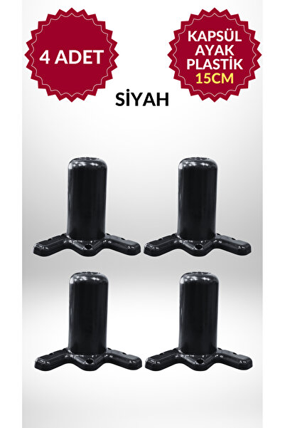 MKLAKS 15CM KAPSÜL Ayak (SİYAH) Koltuk Mobilya Masa Baza Ayak 4lü Paket - Day...