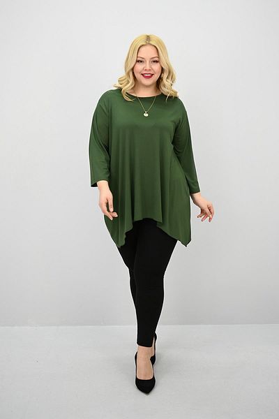 Koza Butik Women's Plus Size Three Quarter Sleeve Asymmetrical Cut Tunic 1964-25