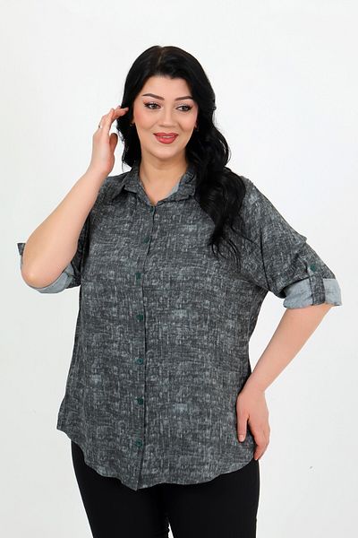 By Alba Collection Cămașă de damă din bumbac, viscoză, cu model gri, mărime mare