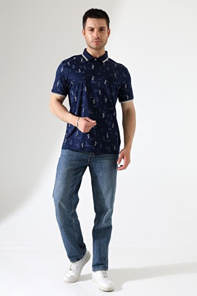 ribana Ανδρικό μπλουζάκι με γιακά πόλο με κουμπωτό γιακά και λεπτομέρεια με φερμουάρ