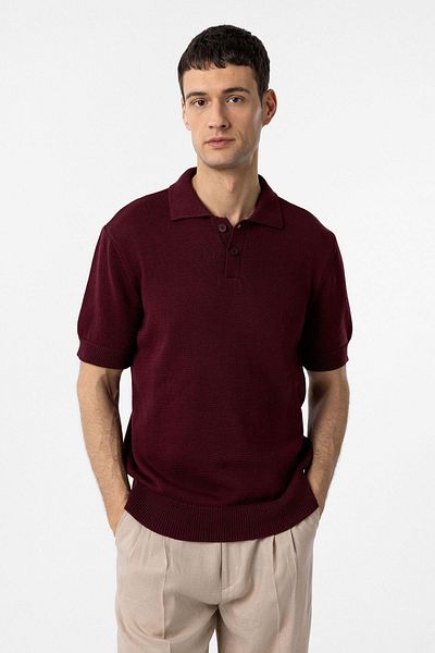 Antioch Burgundy 100% Cotton Polo Neck Knitwear T-Shirt