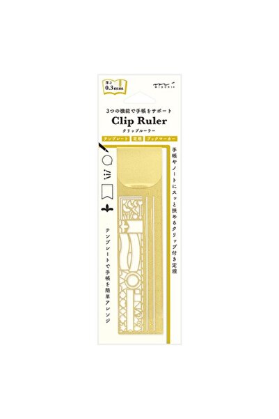 Midori Clip Ruler Dekoratif çizgi deseni Pirinç Şablon Cetvel