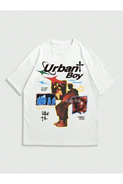 Jose Clothing Tricou imprimat cu mânecă scurtă cu croială supradimensionată