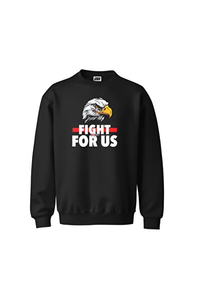 Fight For Us Kartal Tasarım Dijital Baskılı 3 iplik Şardonlu Sweatshirt Kazak