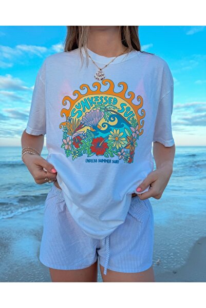 Bengi Clothing تي شيرت مطبوع بأكمام قصيرة وقصة كبيرة الحجم