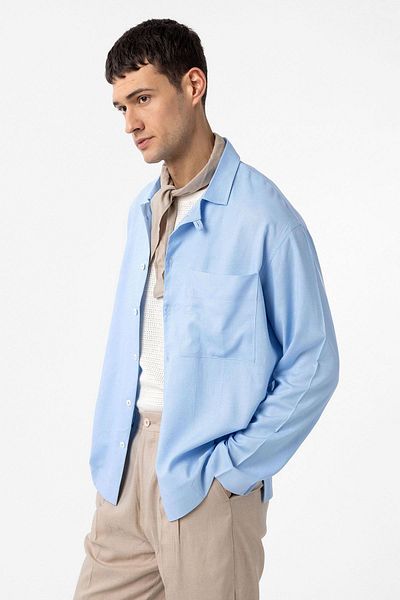 Antioch Light Blue Linen Blended Relax Fit Men's Shirt