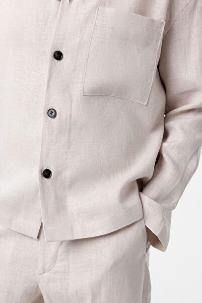 Antioch Ecru 100% Linen Relax Fit Men's Thin Jacket