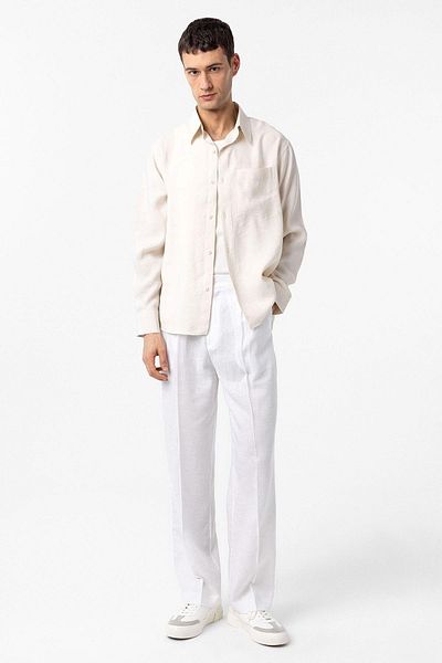Antioch Ecru Modal Fabric Relax Fit Men's Shirt