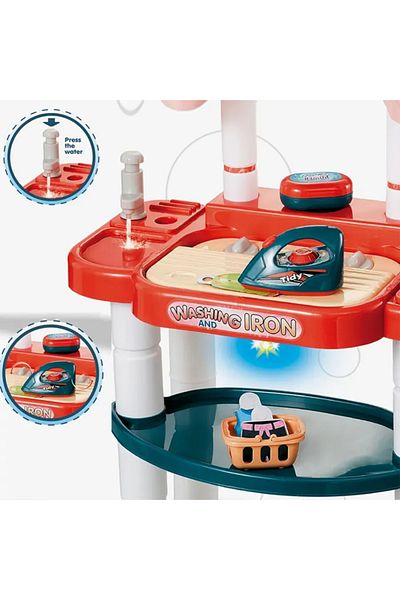 Fitness World Magic Laundry Playset for Kids with Ironing Board and Clothes Rack with Realistic Lights and Sounds