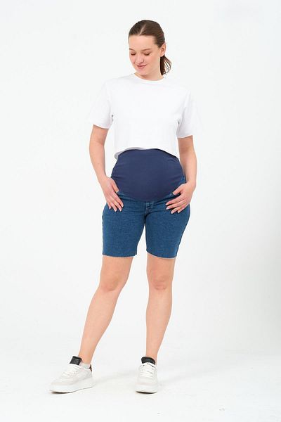 BUSA Pantaloni scurți din denim cu talie ajustabilă pentru burtă de maternitate ALBASTRU ÎNCHIS