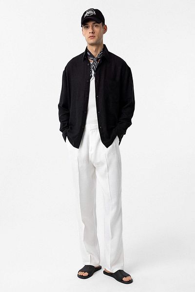 Antioch Black Linen Blended Relax Fit Men's Shirt
