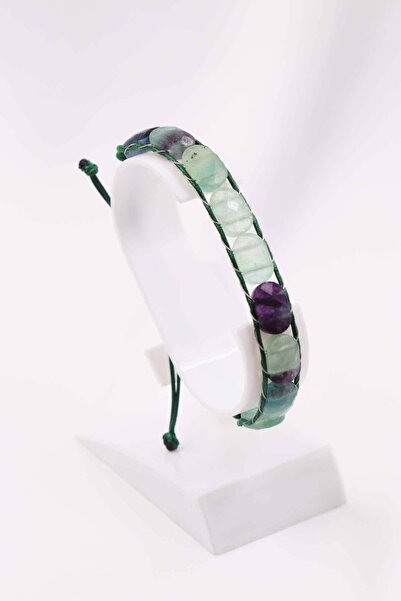 SAURACHI حجر الفلوريت - حجر طبيعي، سوار رولكس، إغلاق الدرج والمصعد قابل للتعديل