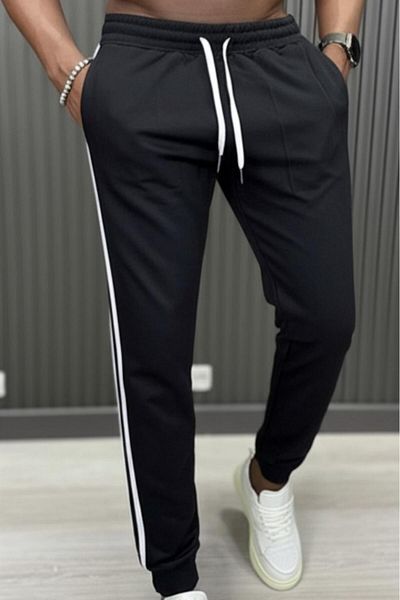NO 601 Ανδρικό μαύρο καλοκαιρινό Extrafor Skinny Sweatpants