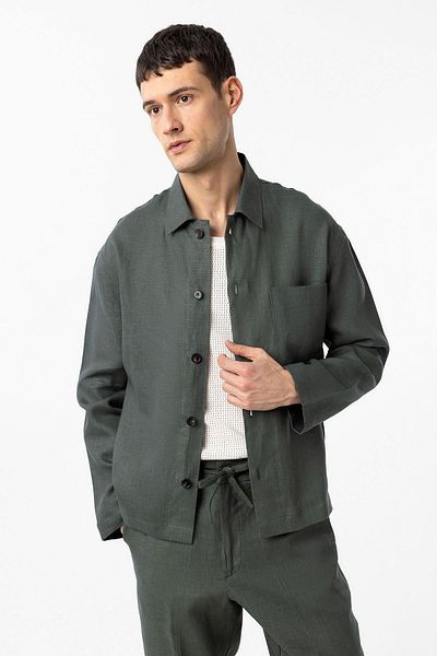 Antioch Khaki 100% Linen Relax Fit Men's Thin Jacket