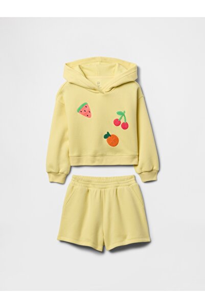 GAP Kız Bebek Sarı VintageSoft Sweatshirt Outfit Set