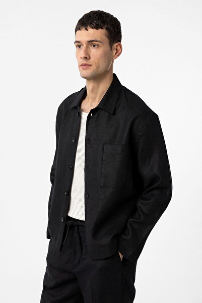 Antioch Black 100% Linen Relax Fit Men's Thin Jacket