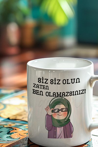 qoeuyl boutique You Can'T Even Be Me Lettering Printed Fun Gift Mug Cup-Woman with Hijab Visual Options
