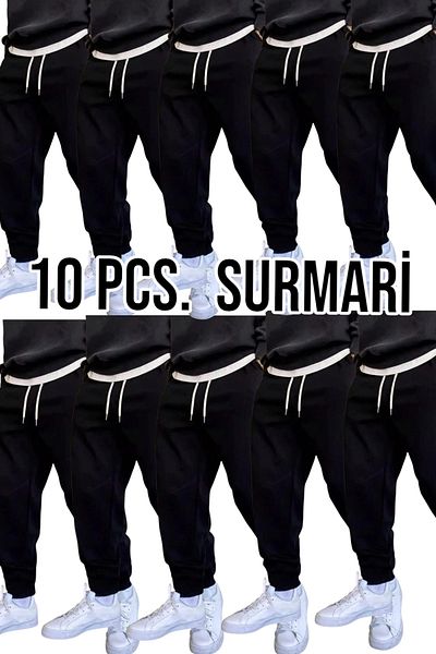 SURMARİ 10 бр. Унисекс черни спортни панталони с еластичен крачол