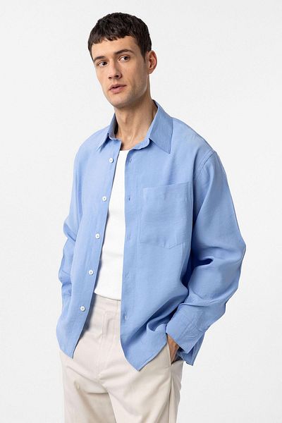 Antioch Blue Modal Fabric Relax Fit Men's Shirt