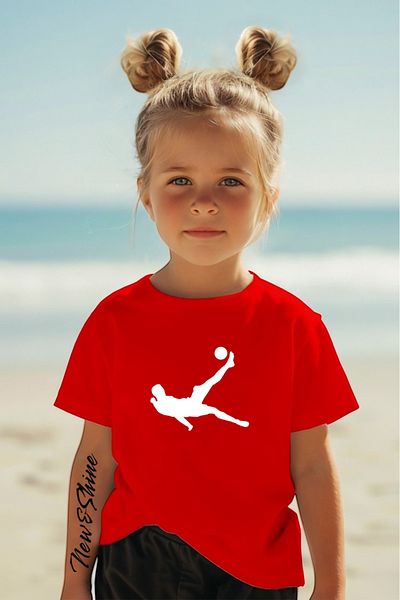 New Shine In Cart 6 and Above Purchases Get 1 T-Shirt as a Gift - Football Player Printed Oversize Children's T-Shirt