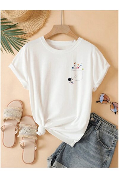 MOONBULL Γυναικείο μπλουζάκι Astronaut Pocket Planet με στάμπα Oversize