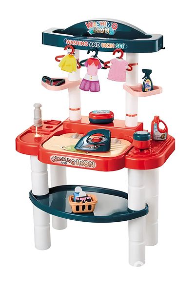 Fitness World Magic Laundry Playset for Kids with Ironing Board and Clothes Rack with Realistic Lights and Sounds