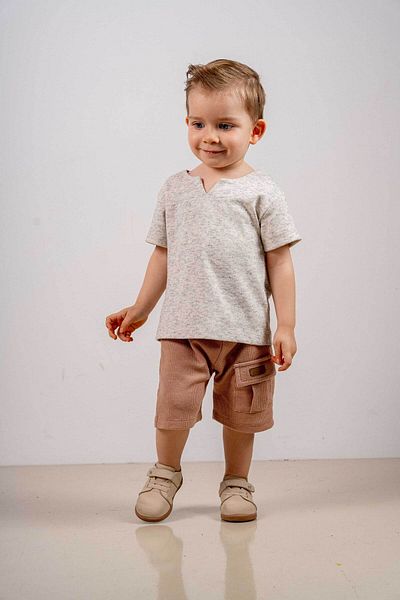 bombe Baby Kids Brown Cotton Shorts Comfortable Set Trend Fashion Girl-Boy Baby Kids Bottom Top Set