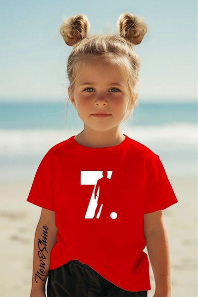 New Shine In Cart 6 and Above Purchases Get 1 T-Shirt as a Gift - Ronaldo Printed Oversized Children's T-Shirt