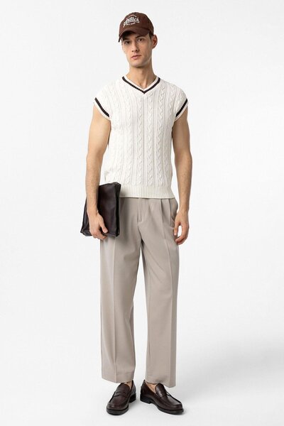 Antioch Ecru 100% Cotton Knitted Men's Vest