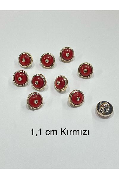 karantuhafiye Blouse Button / Metalized (Plastic) Button/02734 /Set of 10 / Red