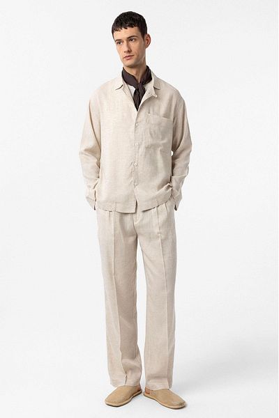 Antioch Ecru Linen Blended Relax Fit Men's Shirt