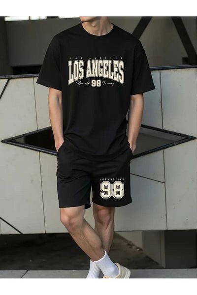 pandy Los Angeles 98 Printed T-Shirt - Shorts Sportswear Tracksuit Set