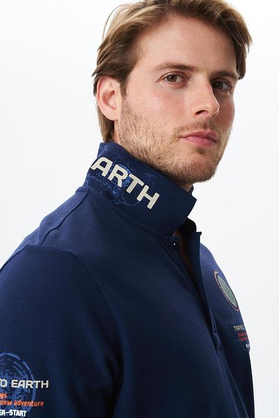 Arma Ανδρικό μπλουζάκι Navy Blue Oversize με στάμπα 100% βαμβακερό πικέ πόλο με λαιμόκοψη Y 29374870502