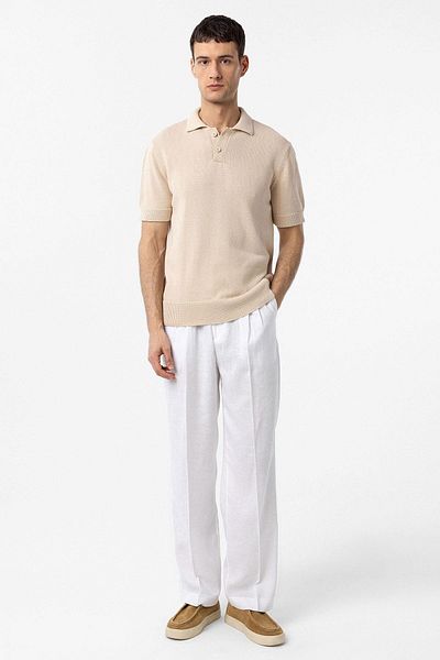 Antioch Stone 100% Cotton Polo Neck Knitwear T-Shirt