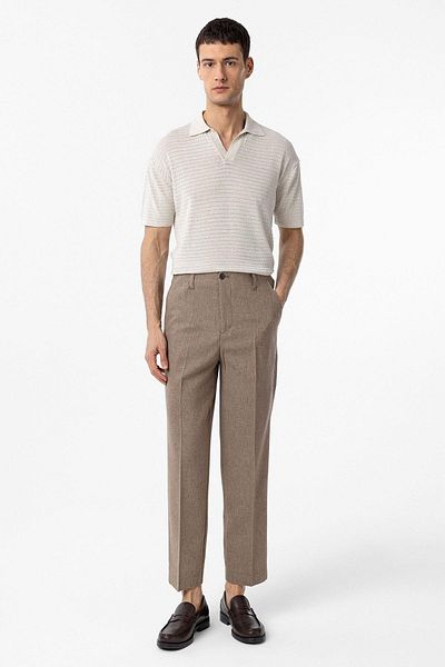 Antioch Natur Polo Neck Textured Men's Knitwear T-Shirt