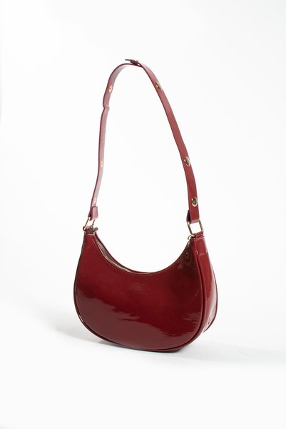 KOÇAK ÇANTA Women's Patent Leather Baguette Leather Hand and Shoulder Bag with Snap Fasteners