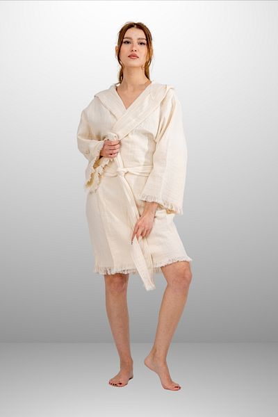 BleMare Muslin Peshtemal Short Bathrobe