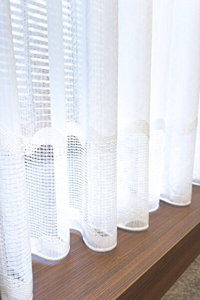 Brillant Tül Perde Keten Zemin Kırık Beyaz Yeni Sezon Tül Seyrek Pileli