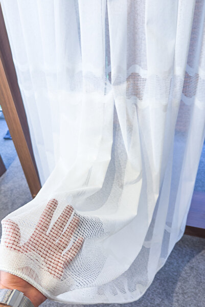 Brillant Tül Perde Keten Zemin Kırık Beyaz Yeni Sezon Tül Seyrek Pileli