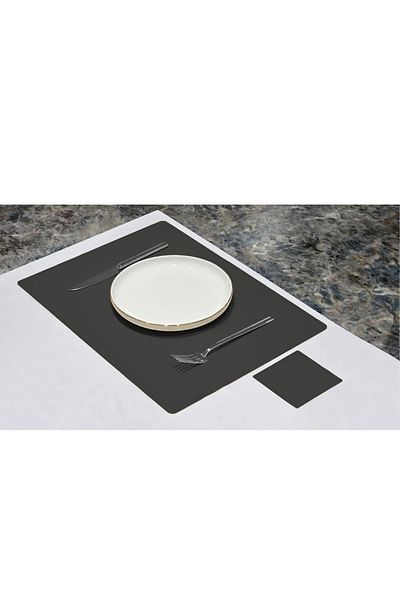 NT Handmade 6 Ατόμων 12 τεμαχίων Γκρι Ορθογώνιο Δερμάτινο Πλάκα Τραπεζιού Αμερικάνικου Υπηρεσίας Ανθεκτικό στη θερμότητα Αντιολισθητικό Πλένεται
