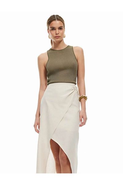 Koton Zweireihiger A-Linien-Rock in Beige für Damen 5sal70009ıw