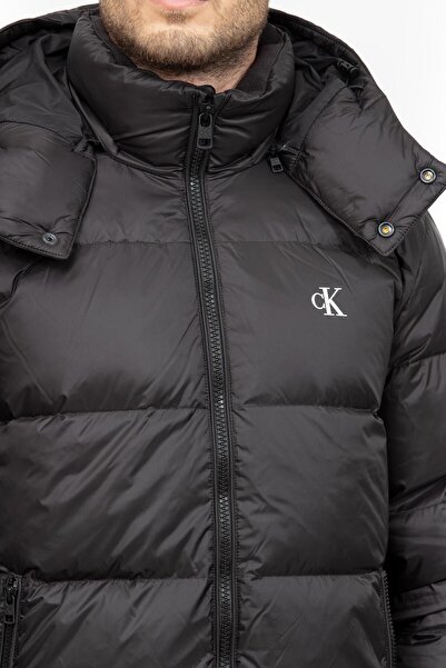 Calvin Klein Men's Winter Feather Padded Hooded Zippered Black Coat J30J325946 Beh