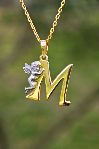 jingle bells Melekli Harf Kolye M Harfi Kolye