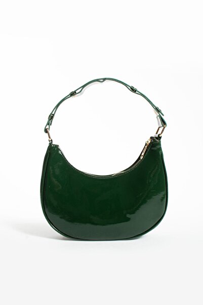 KOÇAK ÇANTA Women's Shiny Baguette Patent Leather Arm and Shoulder Bag