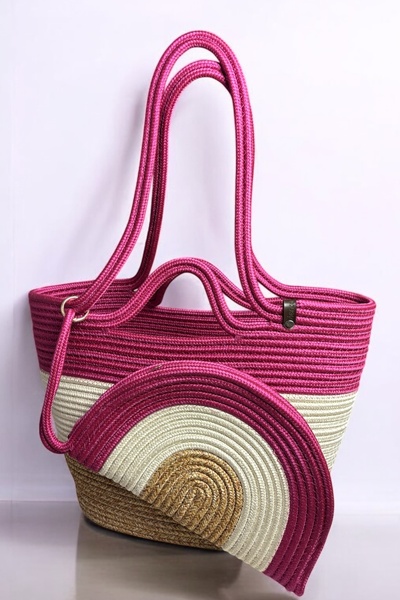 MaVaux Τσάντα και τσάντα ώμου με διπλό φερμουάρ Lumos Wicker Look