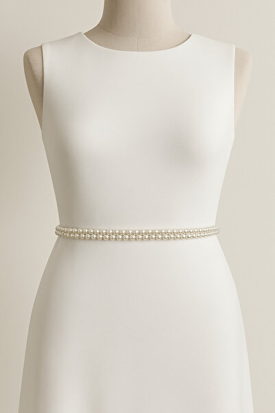 SmY Bag Σχεδιασμένη κρεμ ζώνη με πέρλες