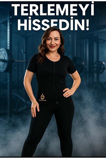 SAUNA SUIT Kadın Zayıflama Incelme Yağ Yakma Suıt Termal Terleten Tayt ve Fer...
