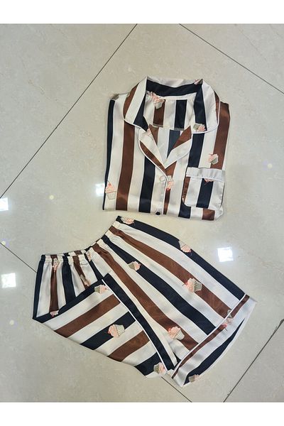 Generica Sugar-colored silk pajama set with shorts