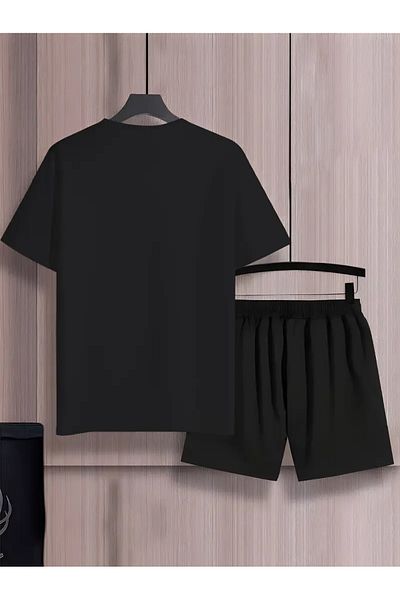 Minikelya Los Angeles Pattern Printed Short Sleeve Round Neck T-Shirt & Jogger Shorts Set